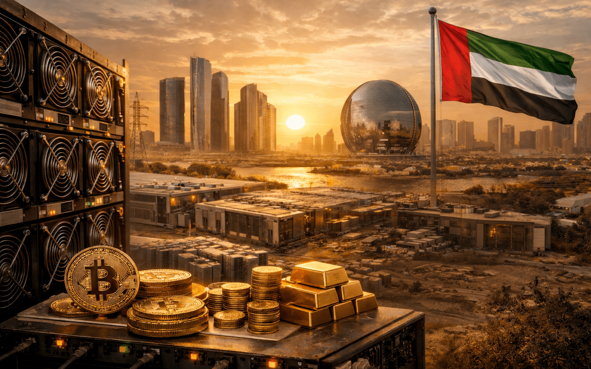 UAE Bitcoin mining facility showing servers and digital currency growth