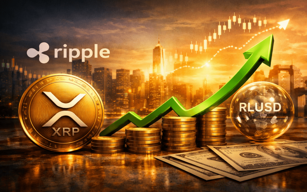 XRP cryptocurrency chart showing price rising toward $1.35 with technical indicators and market trend analysis.
