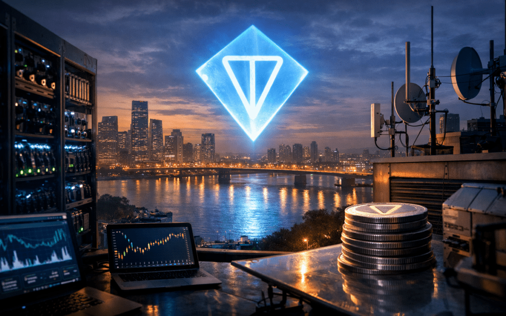 Toncoin price chart showing a recent upward move following the Catchain 2.0 network upgrade, with indicators turning slightly bullish.